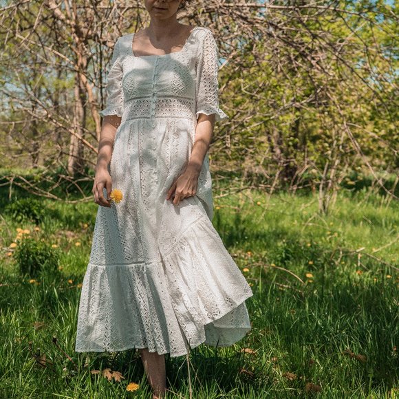 Lace Cotton Embroidered Dress - Picture 1 of 7